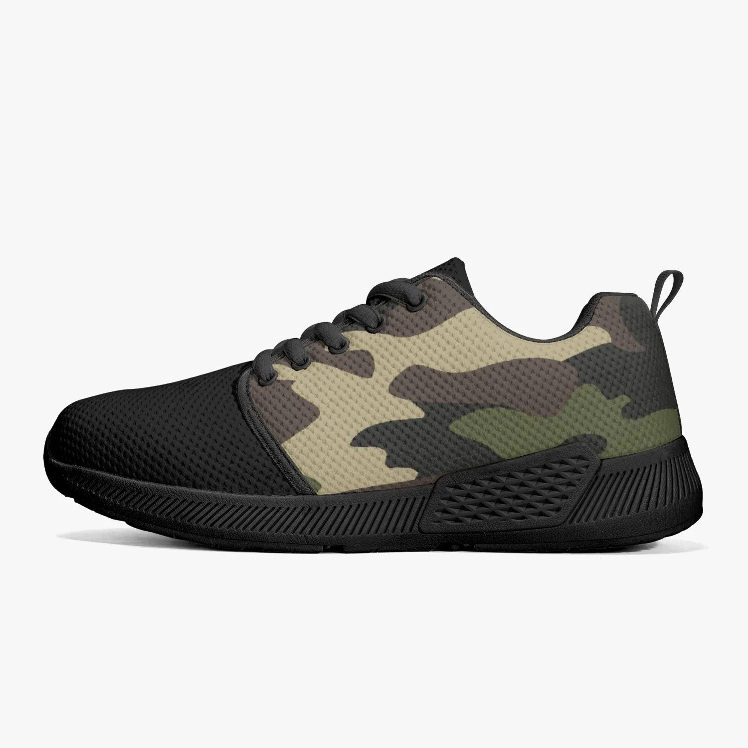 Green Camo Mesh Running Shoes - White/Black Sole