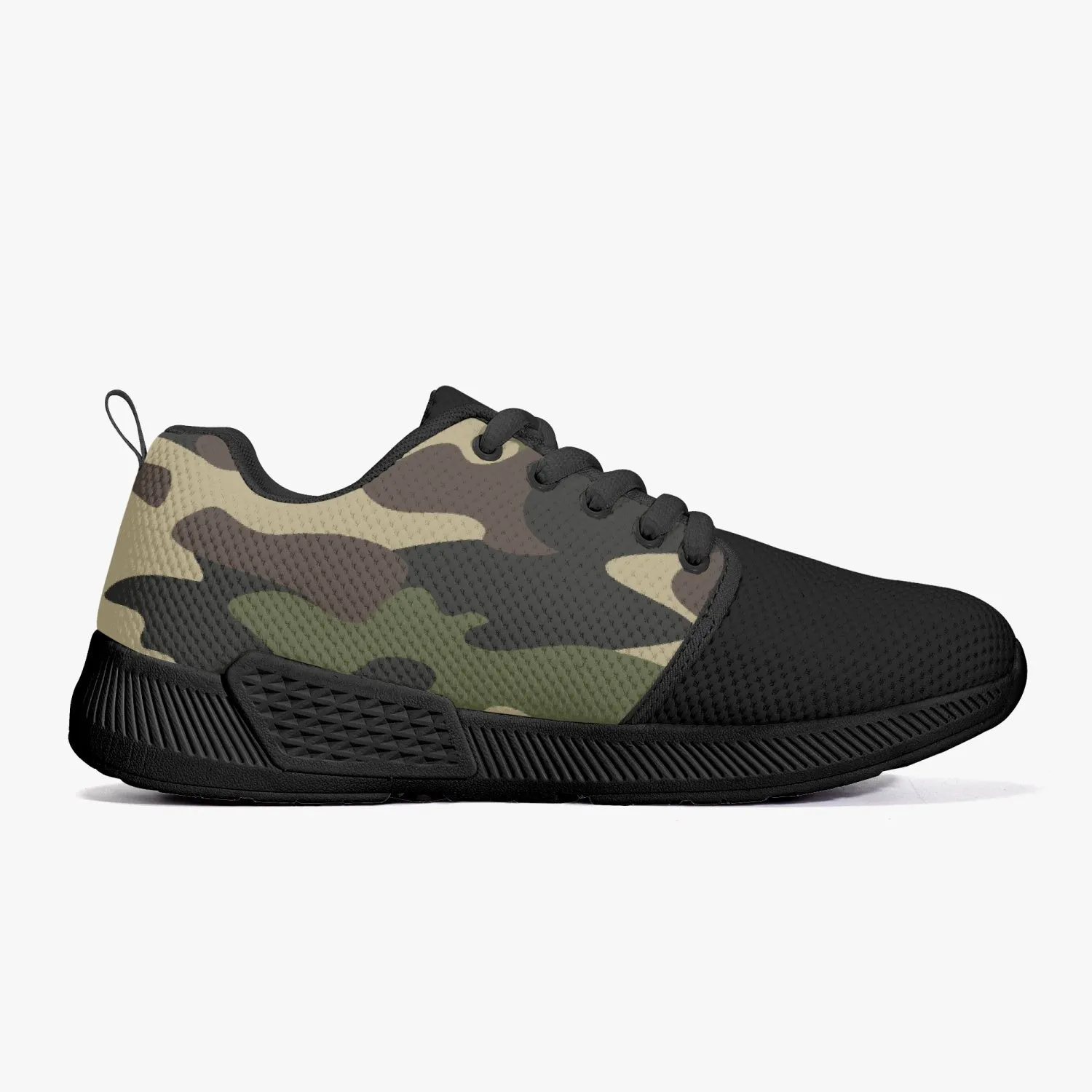Green Camo Mesh Running Shoes - White/Black Sole