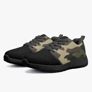 Green Camo Mesh Running Shoes - White/Black Sole