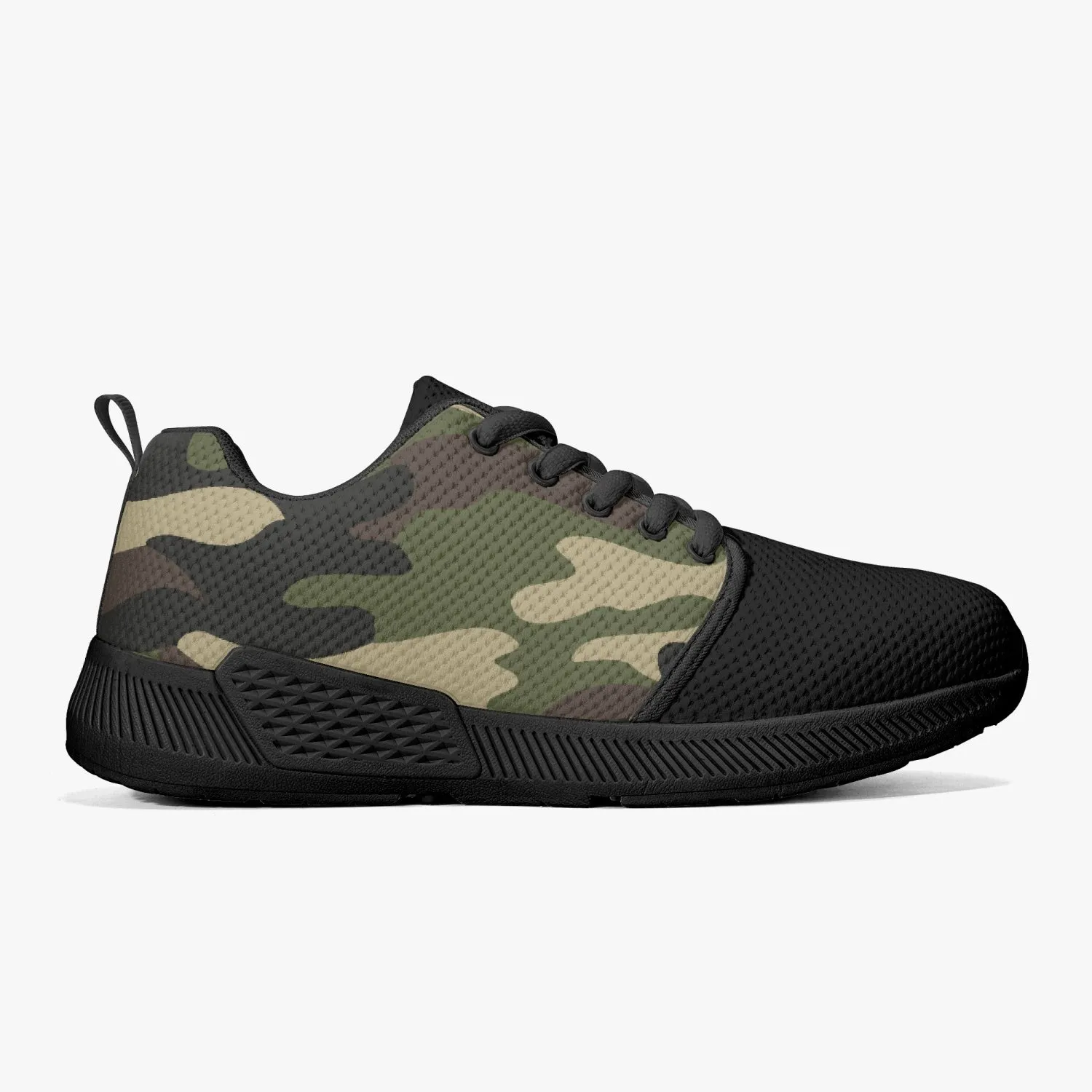 Green Camo Mesh Running Shoes - White/Black Sole
