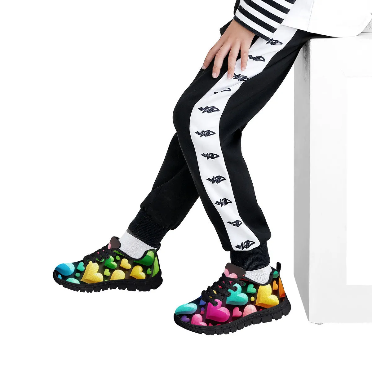 Hearts Kid Sneakers - Black
