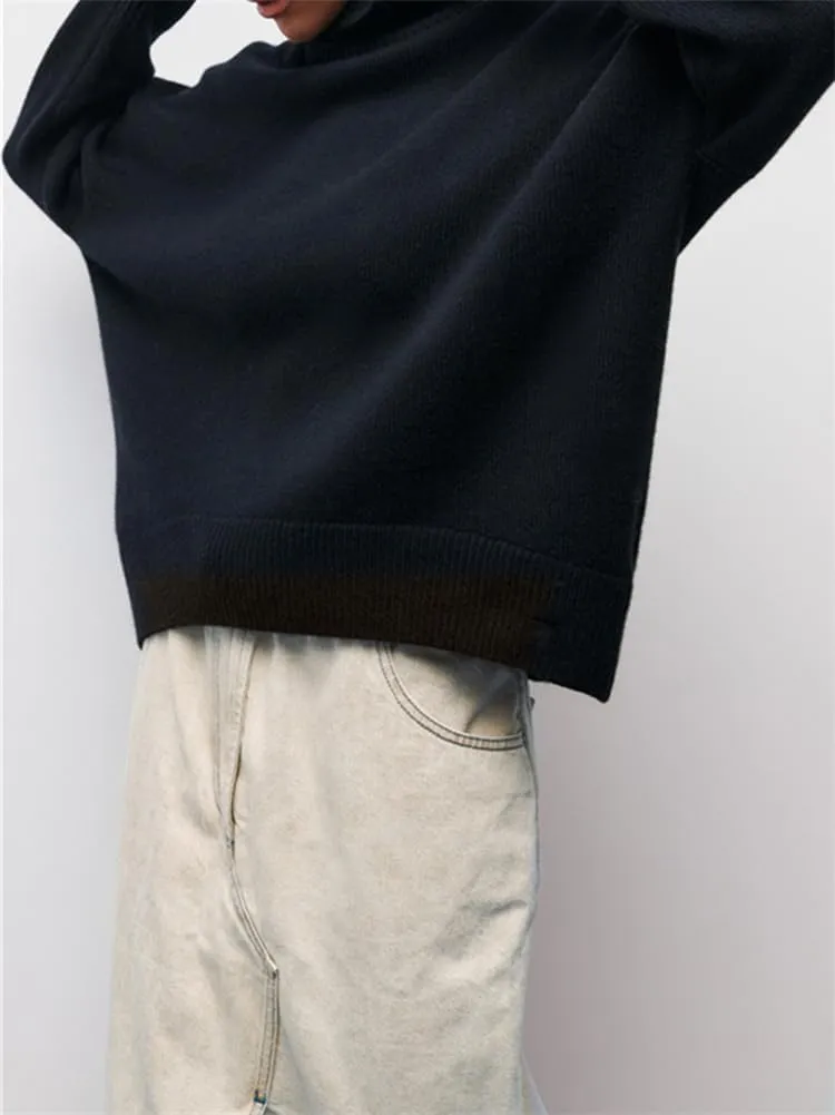 HOULENGS Women's Oversized Turtleneck Pullover Sweater Long Sleeve Chunky Knit Jumper Tops