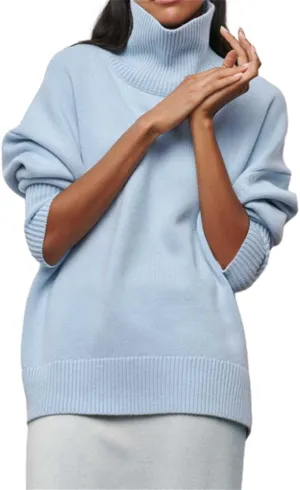 HOULENGS Women's Oversized Turtleneck Pullover Sweater Long Sleeve Chunky Knit Jumper Tops