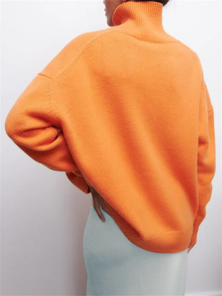 HOULENGS Women's Oversized Turtleneck Pullover Sweater Long Sleeve Chunky Knit Jumper Tops
