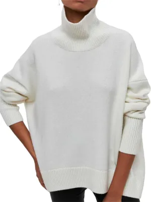 HOULENGS Women's Oversized Turtleneck Pullover Sweater Long Sleeve Chunky Knit Jumper Tops