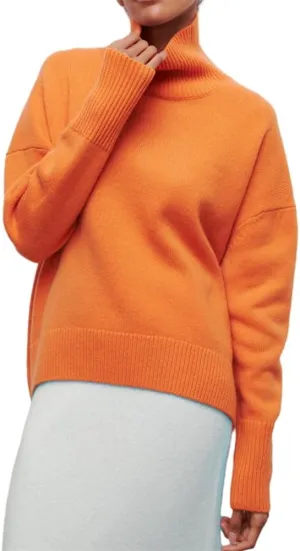 HOULENGS Women's Oversized Turtleneck Pullover Sweater Long Sleeve Chunky Knit Jumper Tops