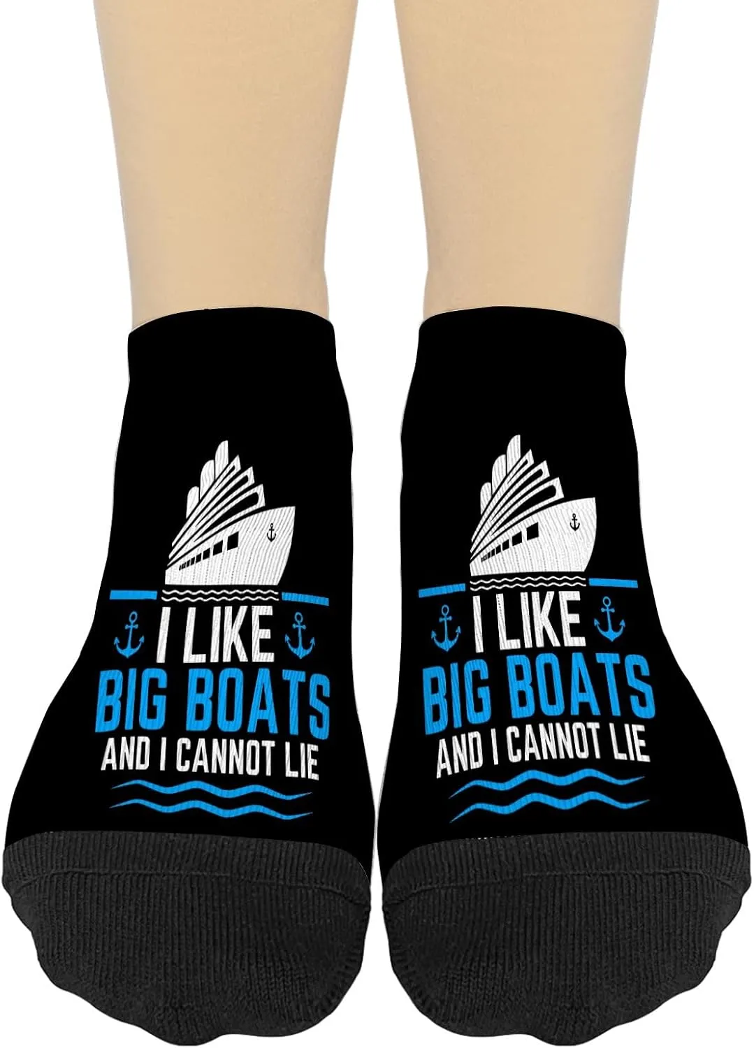 I Like Big Boats and I Cannot Lie Funny Cruise Ships Womens No Show Socks Invisible Sock for Men's