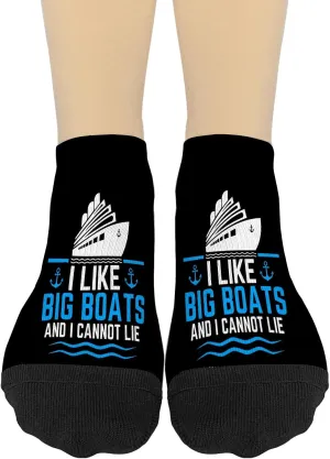 I Like Big Boats and I Cannot Lie Funny Cruise Ships Womens No Show Socks Invisible Sock for Men's