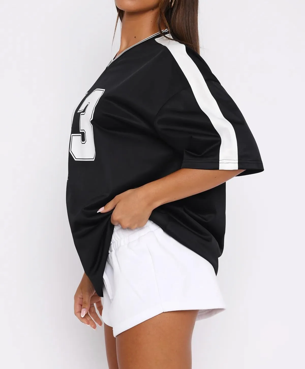 Jersey Shirts for Women Y2k Oversized Graphic Tees Number Print Short Sleeve Drop Shoulder Baggy T-Shirts