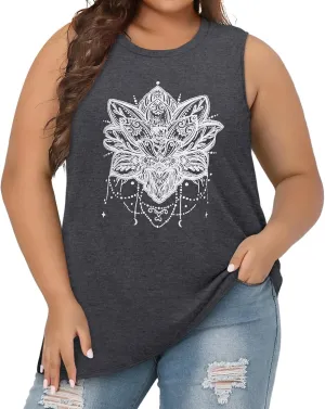 JOELLYUS Women Plus Size Tank Tops Summer Sleeveless Top Crew Neck Casual Blouse Oversized Shirts