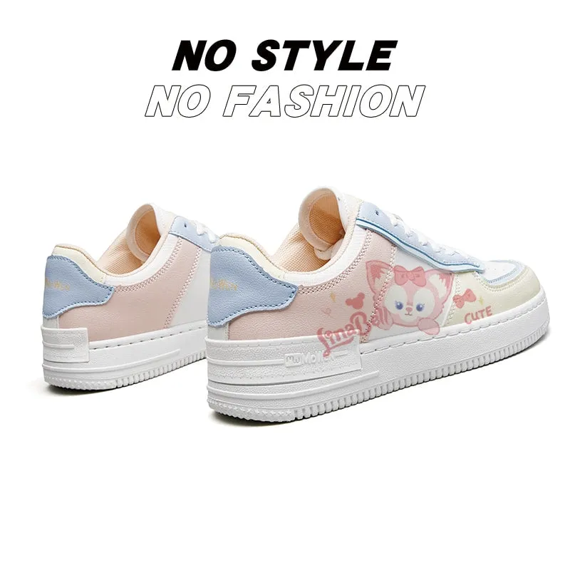 Kawaii All-match Pink Cartoon Pattern Printed Sneakers