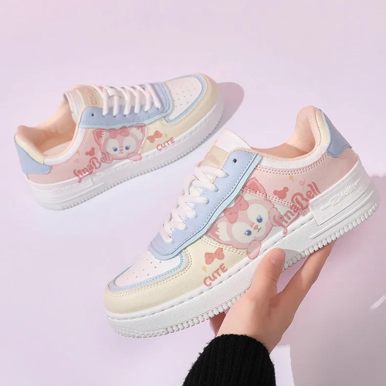 Kawaii All-match Pink Cartoon Pattern Printed Sneakers