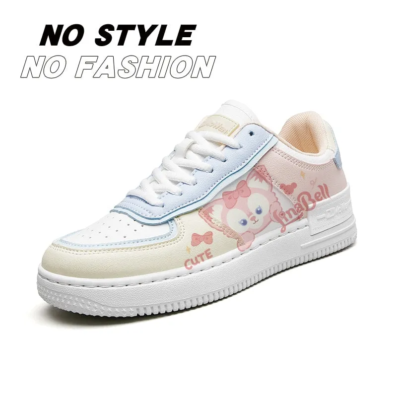 Kawaii All-match Pink Cartoon Pattern Printed Sneakers