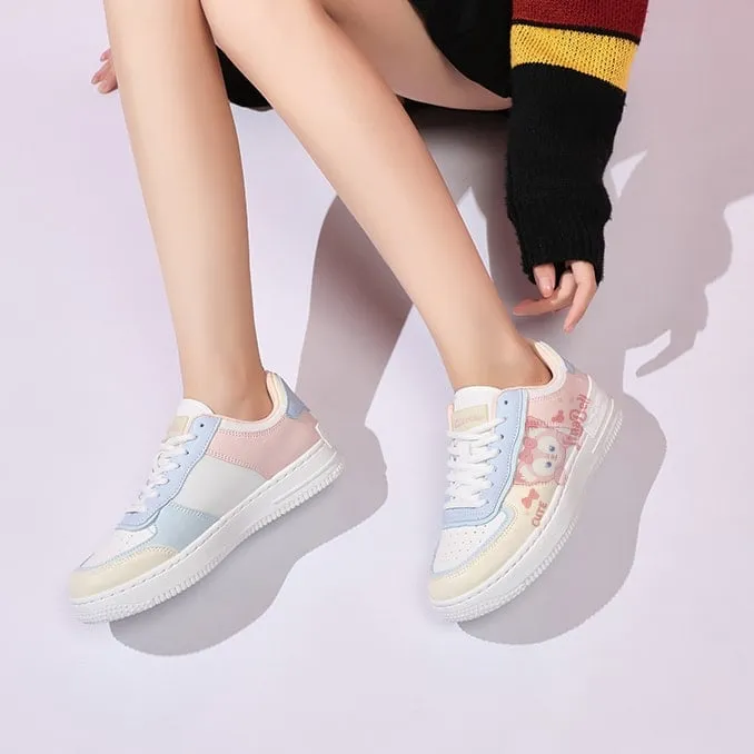 Kawaii All-match Pink Cartoon Pattern Printed Sneakers