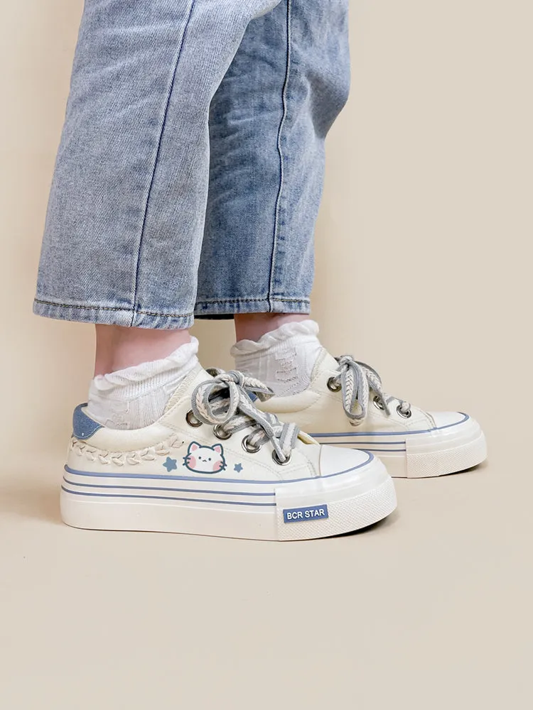 Kawaii Kitten All-match Low-Cut Canvas Shoes