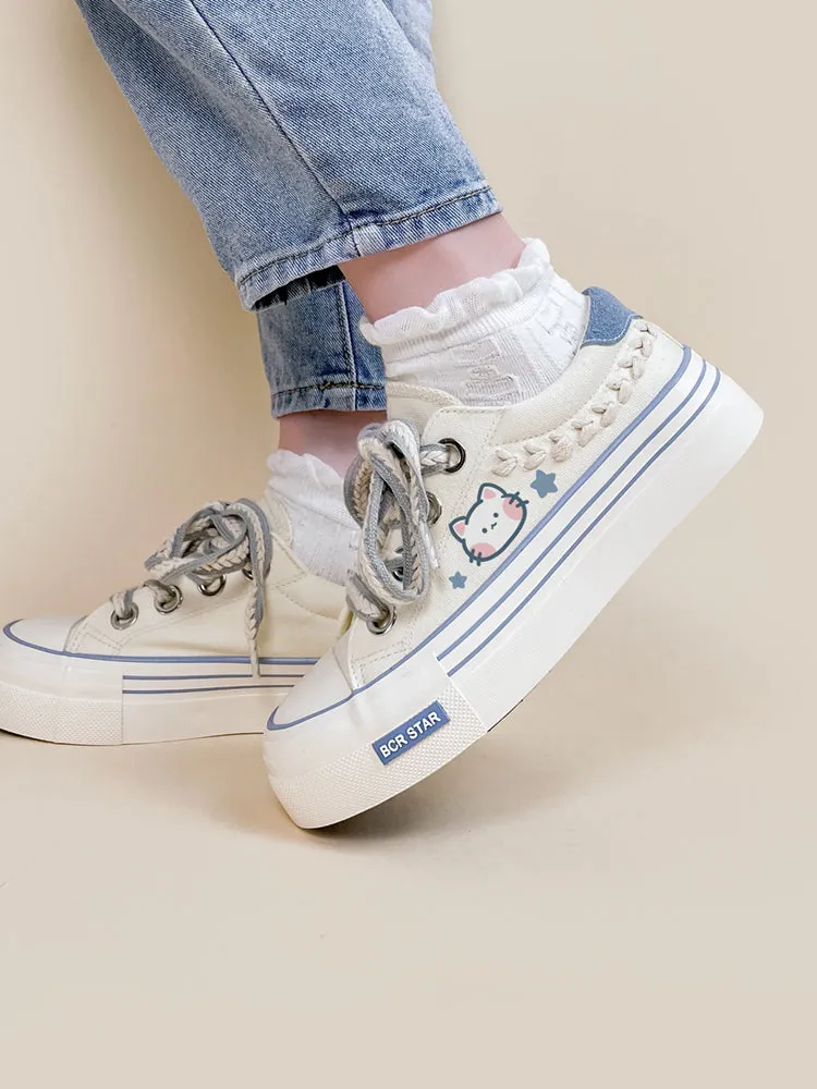 Kawaii Kitten All-match Low-Cut Canvas Shoes