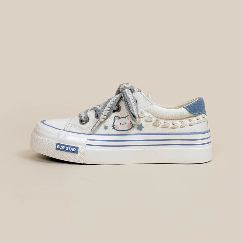 Kawaii Kitten All-match Low-Cut Canvas Shoes