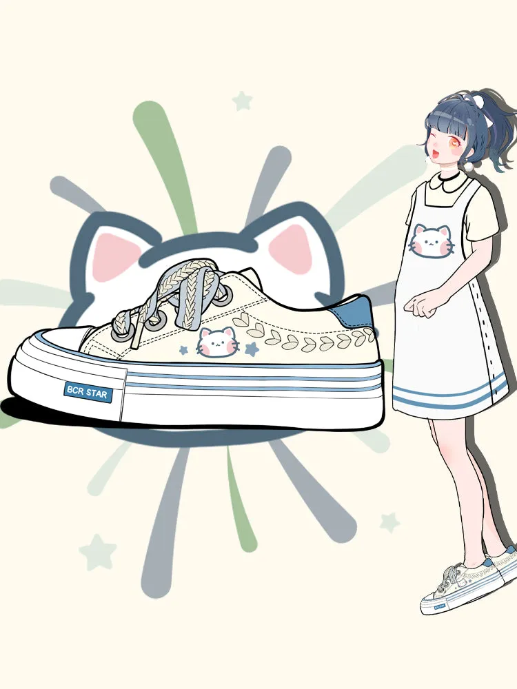 Kawaii Kitten All-match Low-Cut Canvas Shoes