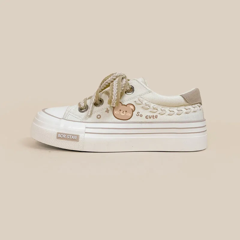 Kawaii Kitten All-match Low-Cut Canvas Shoes