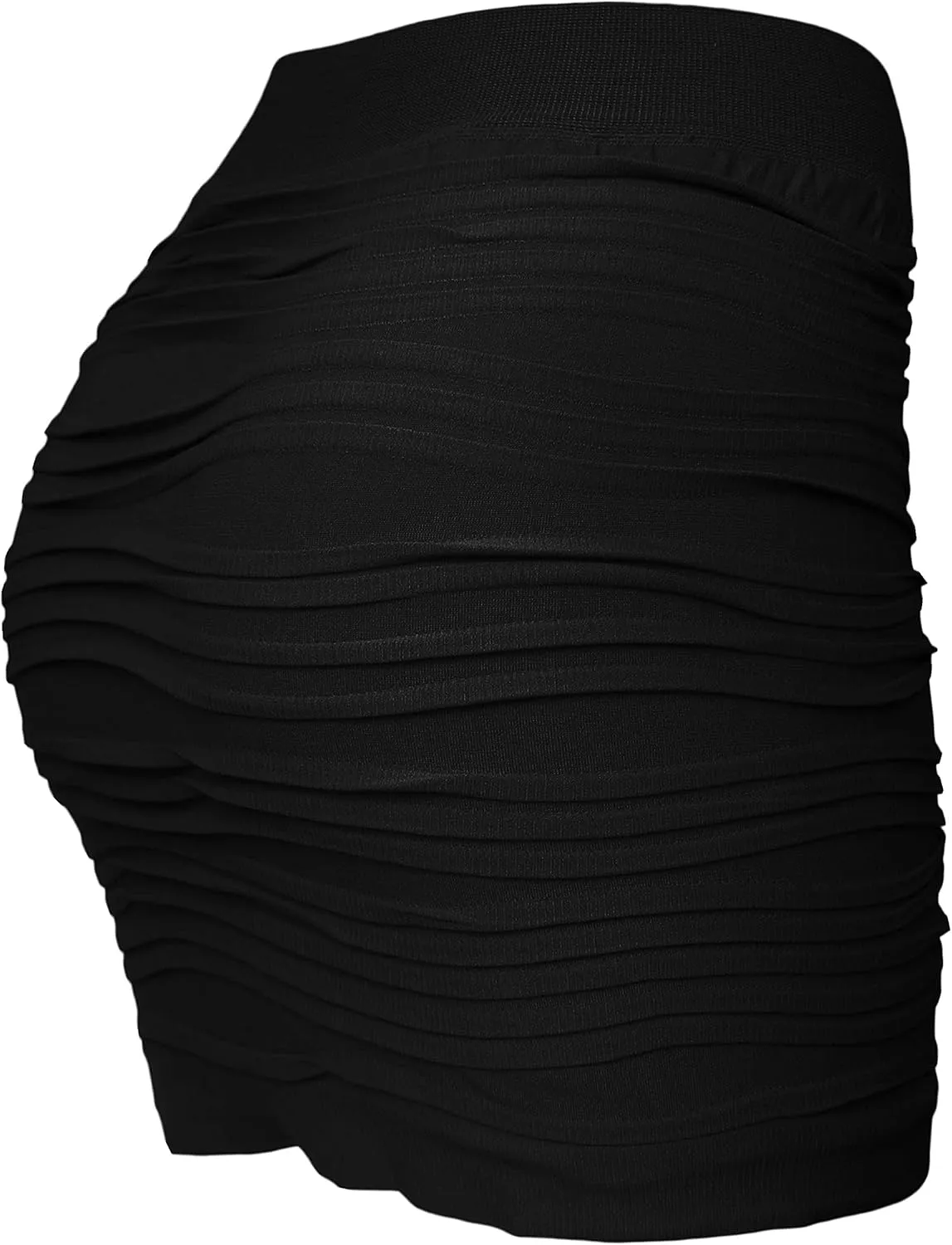 KMystic Stretch Seamless Solid Basic Pleated Bodycon Mini Skirt