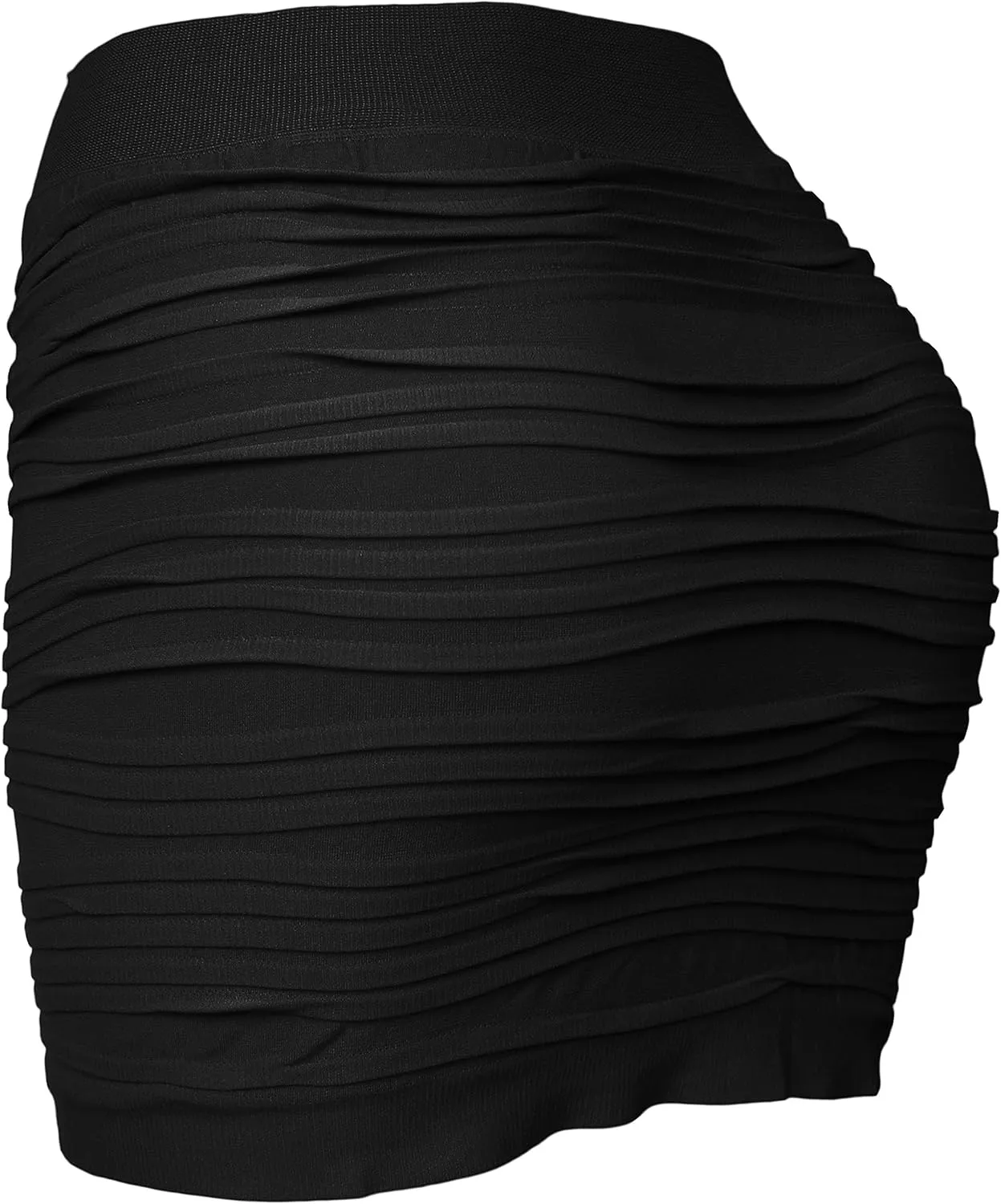 KMystic Stretch Seamless Solid Basic Pleated Bodycon Mini Skirt