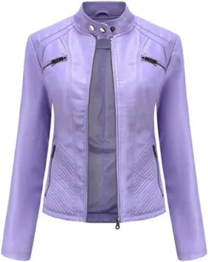 Leather Jacket Women Autumn Spring Moto Biker Zipper Jackets Faux Leather Casual Jacket