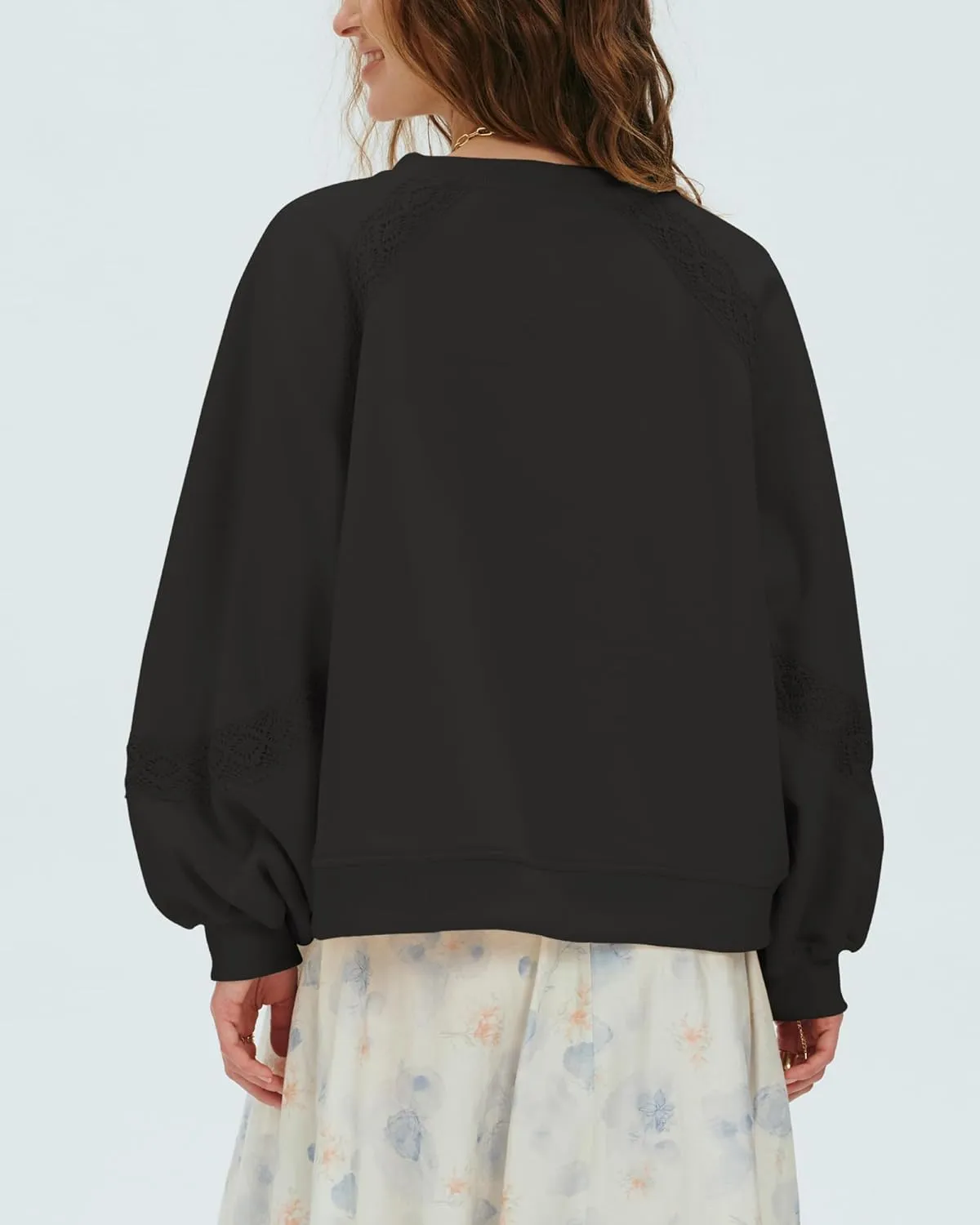 Locachy Womens Oversized Sweatshirt Casual V Neck Long Sleeve Cropped Pullover Tops Trendy Loose Blouses