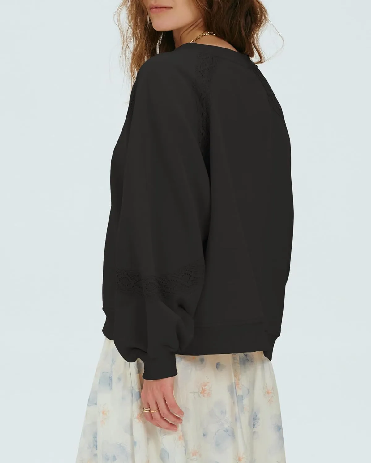 Locachy Womens Oversized Sweatshirt Casual V Neck Long Sleeve Cropped Pullover Tops Trendy Loose Blouses