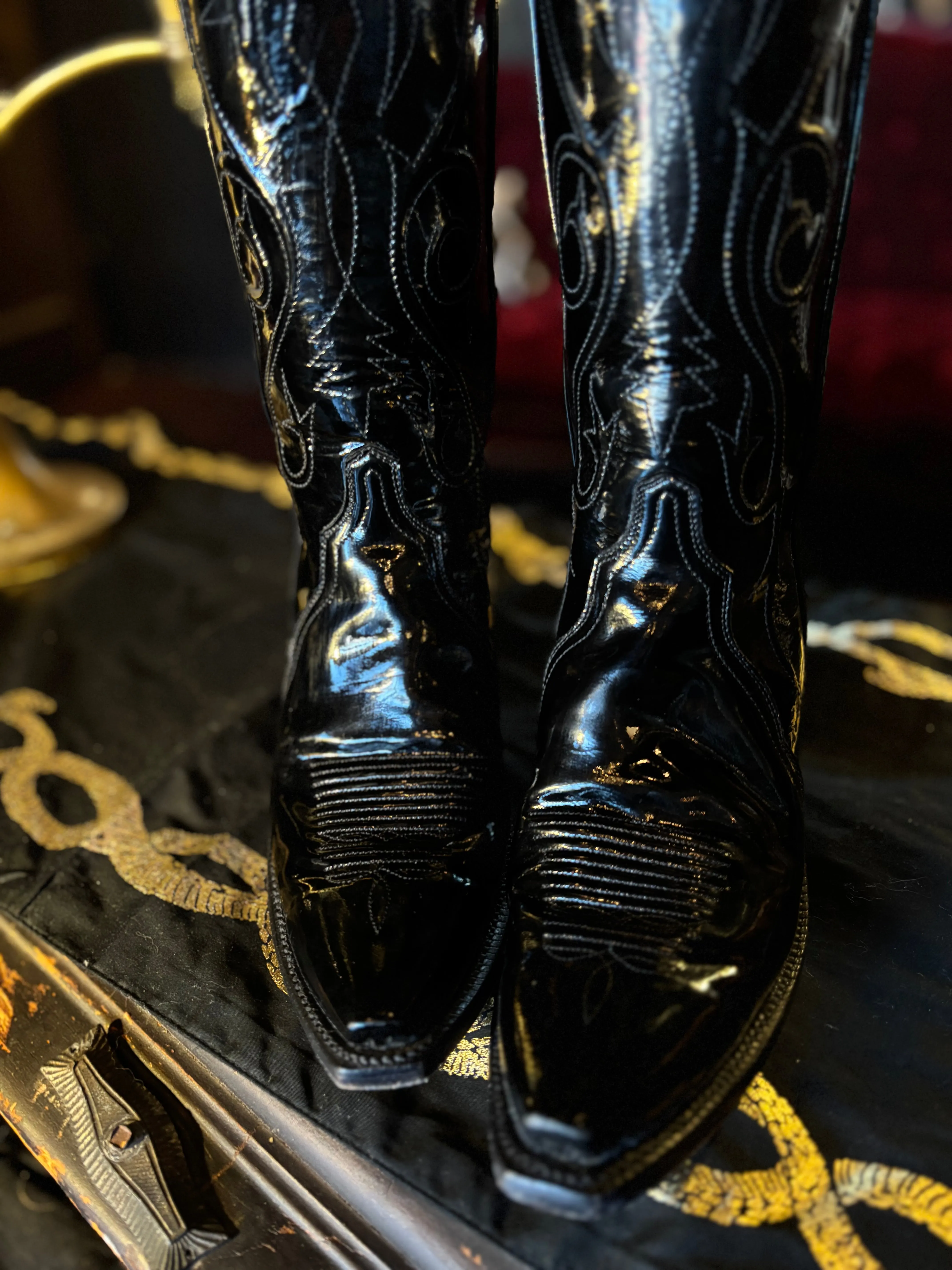 Lucchese Patent Vegan Leather Cowboy Boots