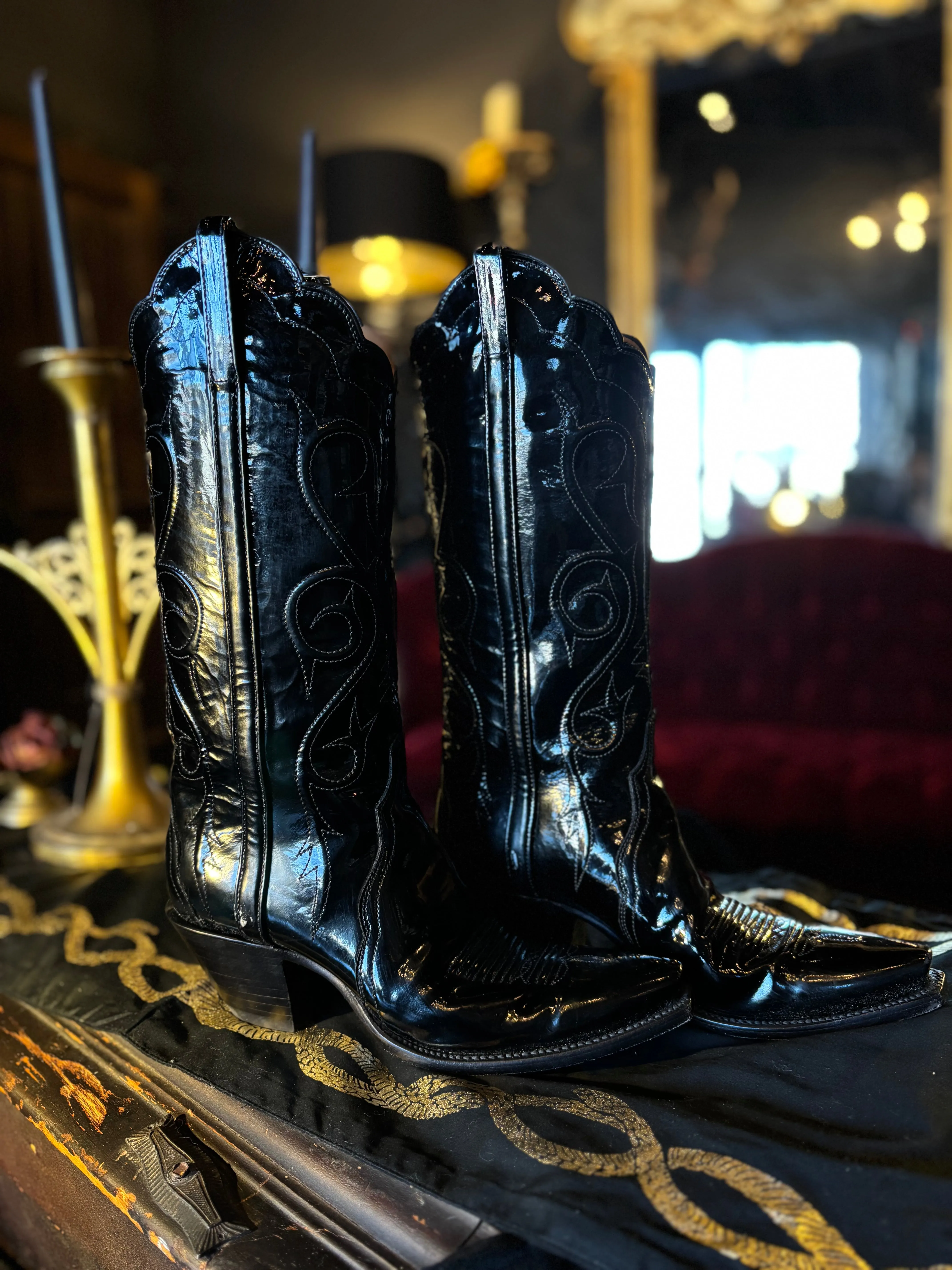 Lucchese Patent Vegan Leather Cowboy Boots