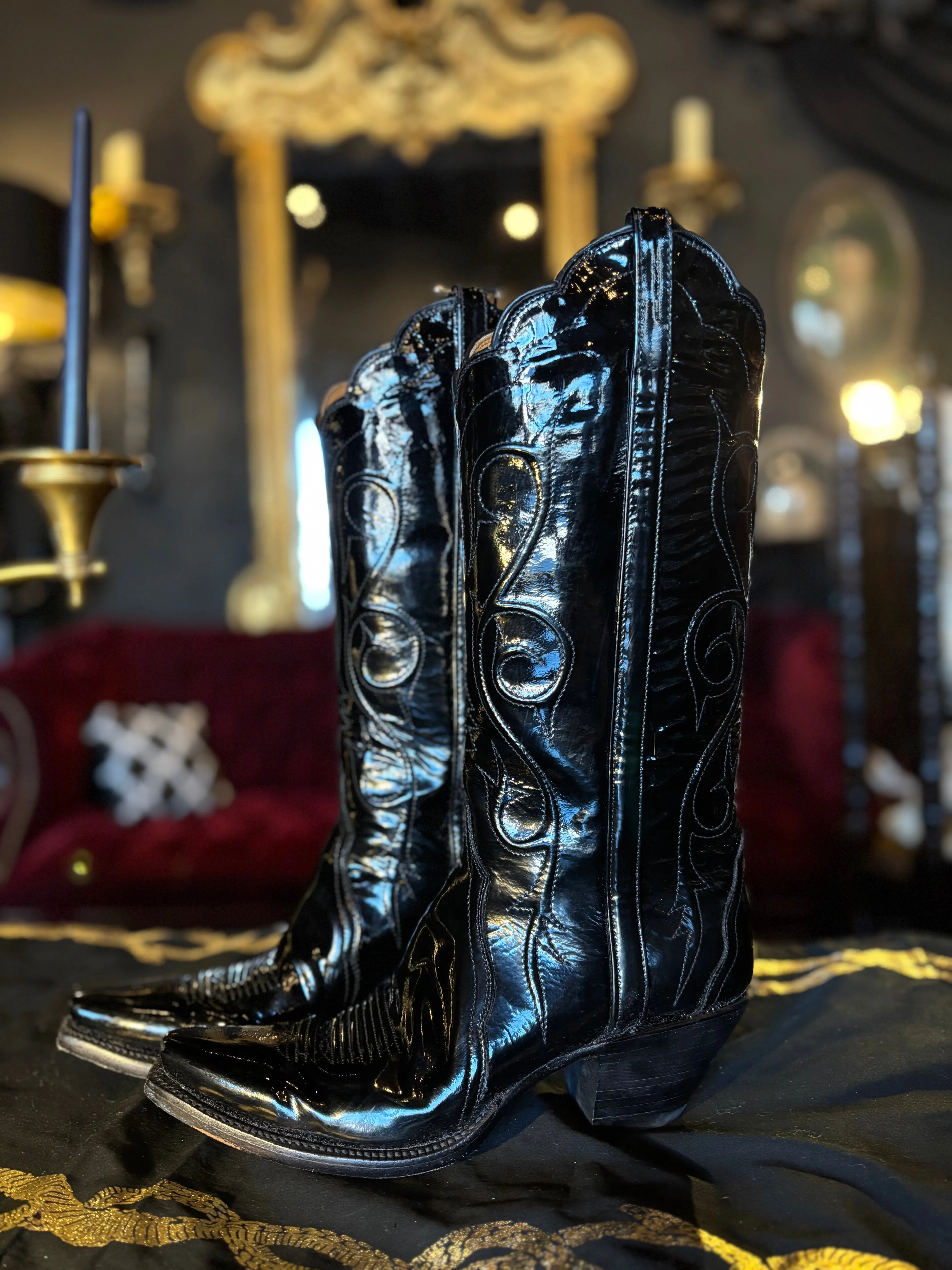 Lucchese Patent Vegan Leather Cowboy Boots