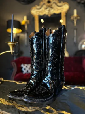 Lucchese Patent Vegan Leather Cowboy Boots