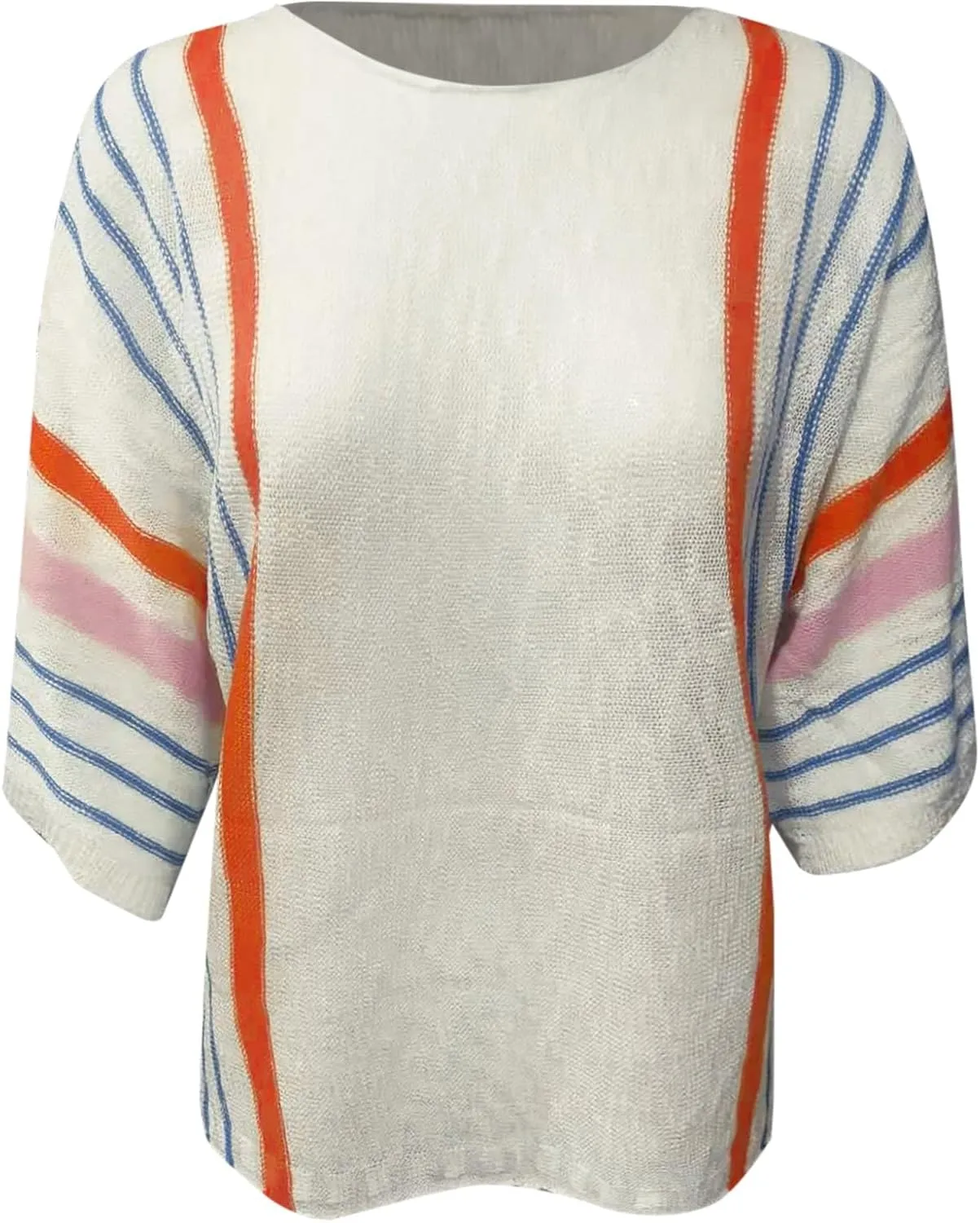 MCILLO Womens Cute Fall Color Block Striped Lightweight Comfy Cable Knit Beach Pullover Sweaters 2023 Trendy