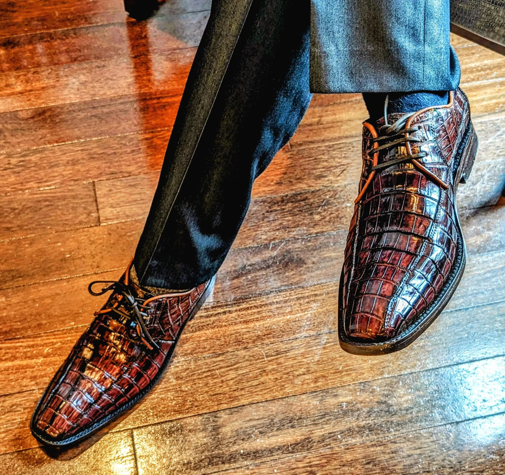 Men's Alligator Leather All-Over Lace Up Dress Shoe