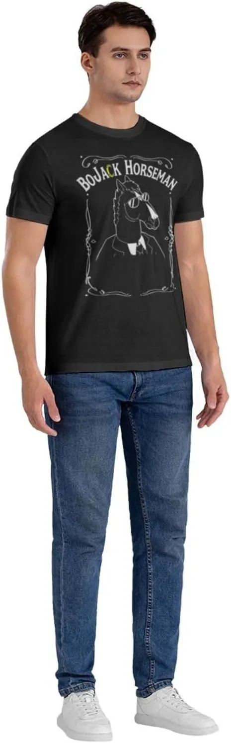 Men's T Shirt Cotton Graphic Short Sleeve Crew Neck Tee Shirts Casual Tops Black