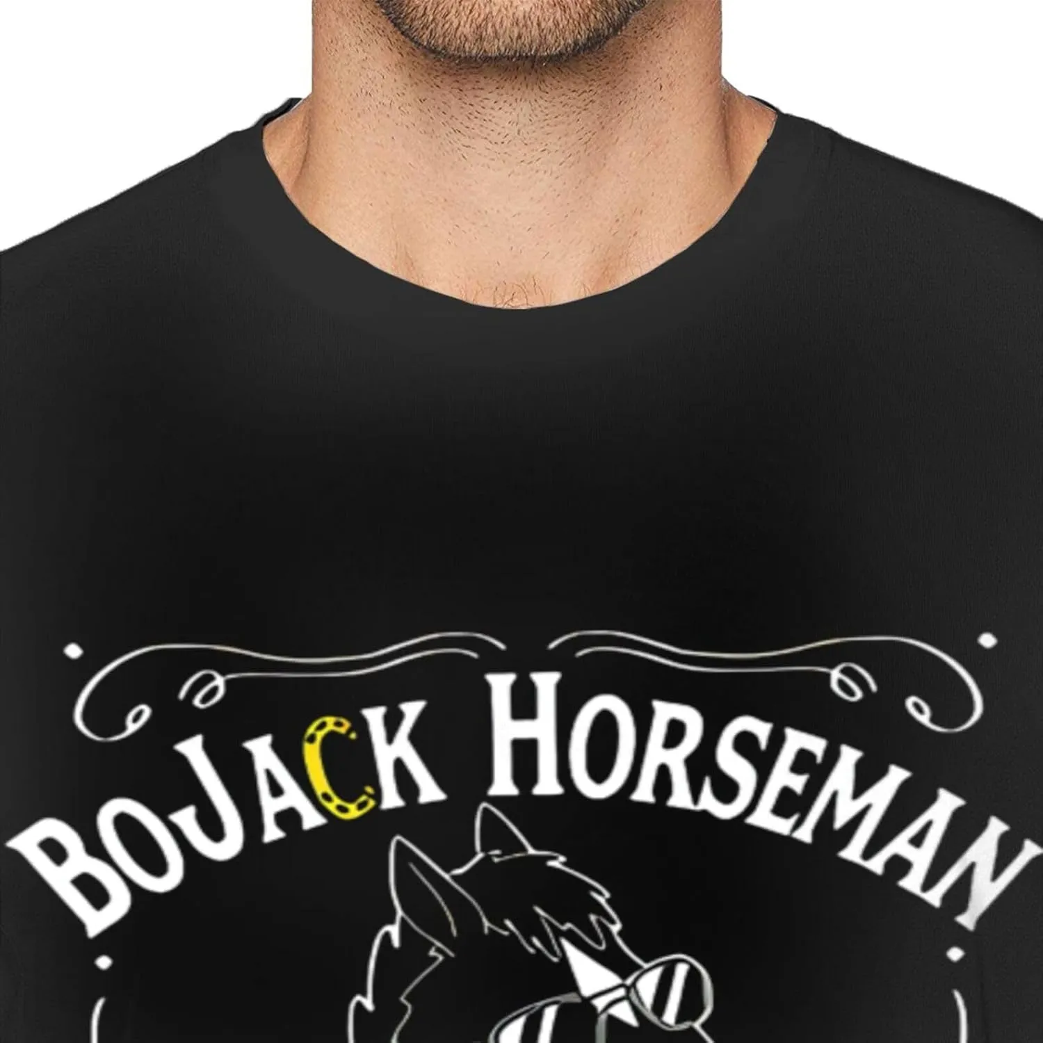 Men's T Shirt Cotton Graphic Short Sleeve Crew Neck Tee Shirts Casual Tops Black