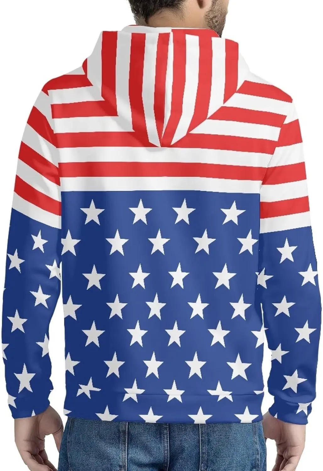 Mens Zip Up Hoodie Unique Print Hooded Sweatshirt Casual Oversized Long Sleeve Tops