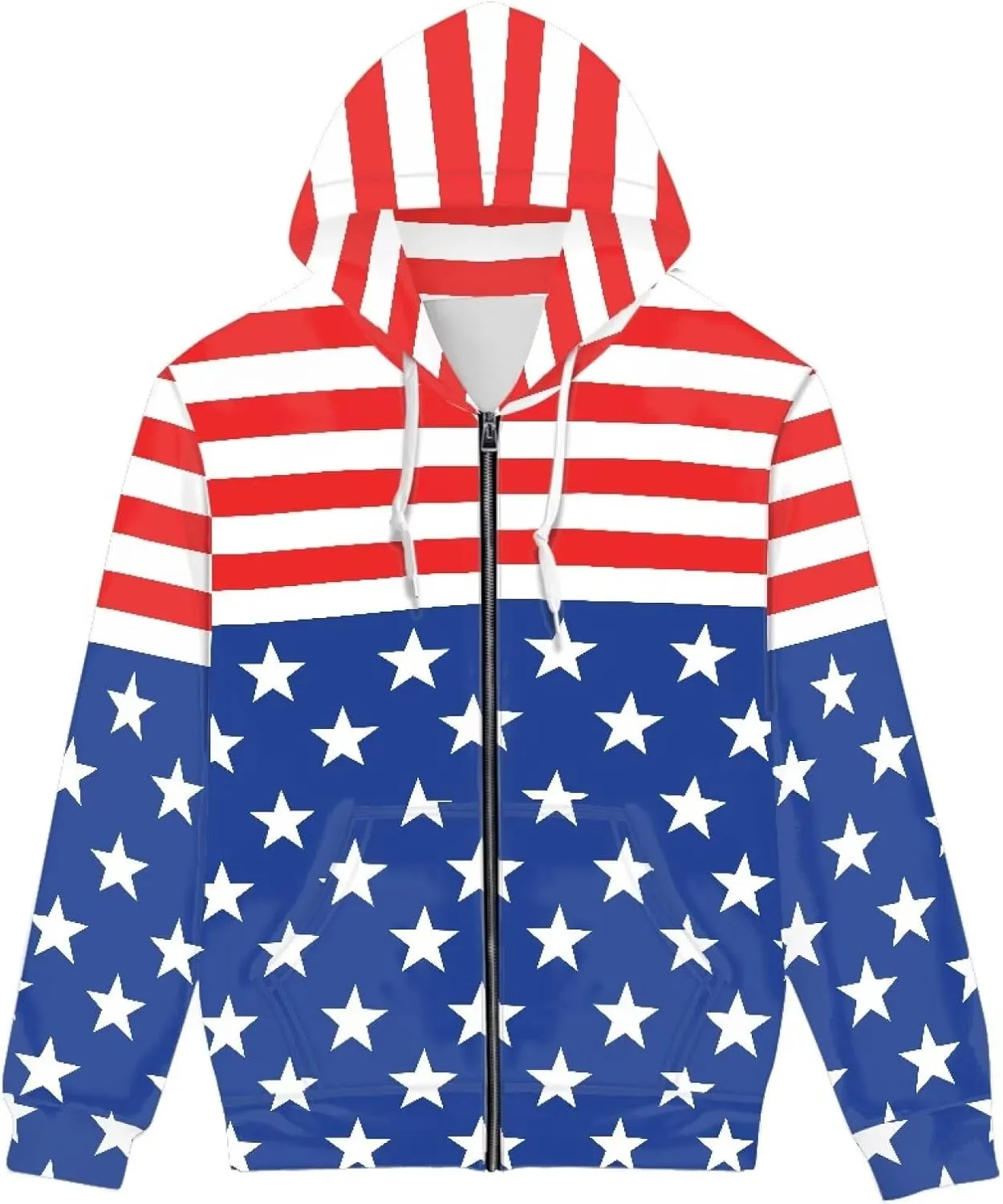 Mens Zip Up Hoodie Unique Print Hooded Sweatshirt Casual Oversized Long Sleeve Tops