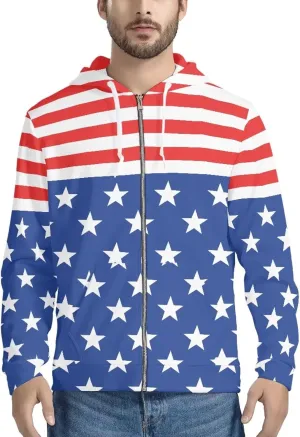 Mens Zip Up Hoodie Unique Print Hooded Sweatshirt Casual Oversized Long Sleeve Tops