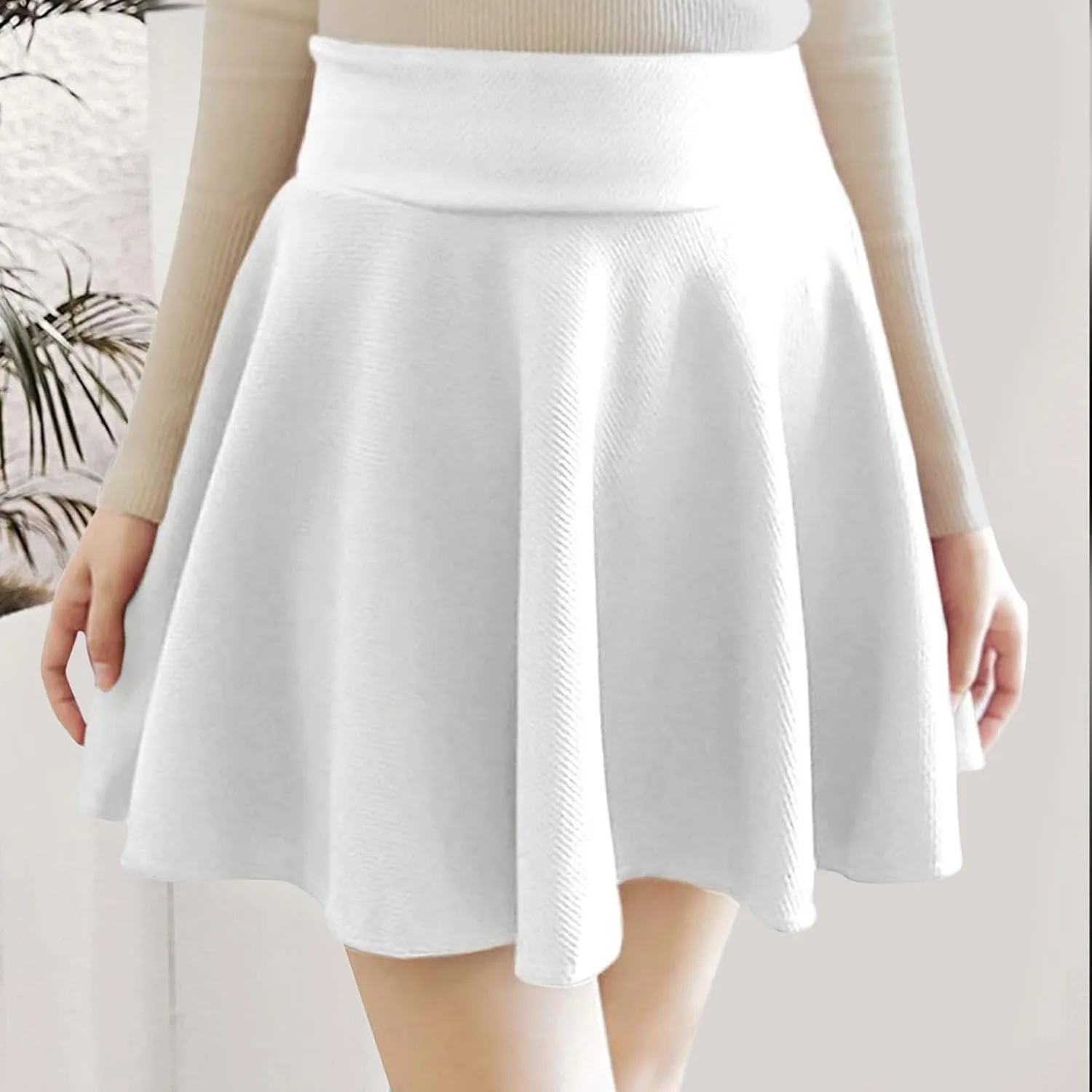 Mini Skirt for Women Winter Pleated High Waist Short Skirt Cute Solid Color A Line Skirt Flared Casual Skater