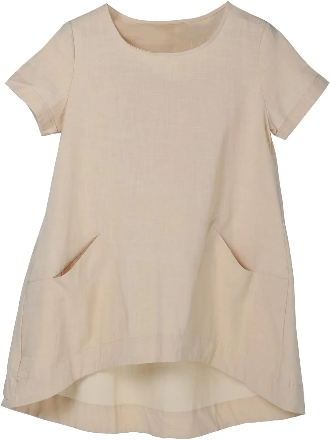 Minibee Women's Cotton Linen Short Sleeve Tunic/Top Tees