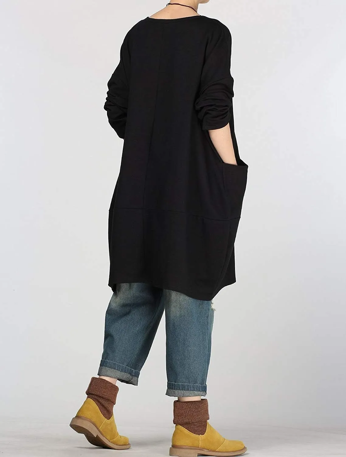 Minibee Women's Crewneck Oversized Sweatshirt Casual Loose Sweatshirts Long Sleeve Pullover Tunic Tops with Pocket