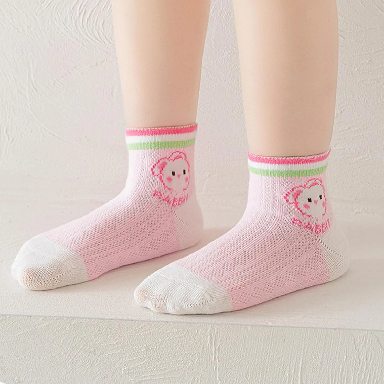 Mud Kingdom Summer Thin 5 Pairs Girls Boys Cotton Crew Socks for 1-3/3-5/6-8/9-12 Years Old Ruffled