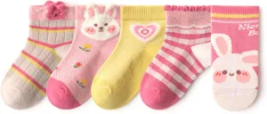 Mud Kingdom Summer Thin 5 Pairs Girls Boys Cotton Crew Socks for 1-3/3-5/6-8/9-12 Years Old Ruffled