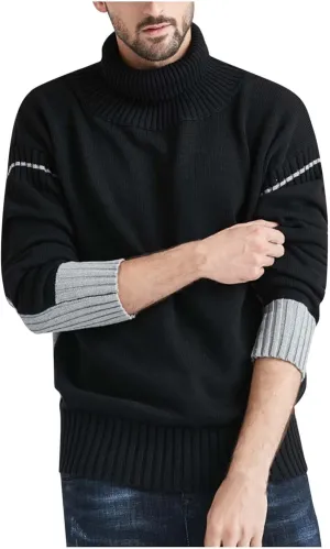 Muscularfit Mens Oversized Turtleneck Sweater Plus Size Long Sleeve Cotton Knitted Sweaters Slim Fit Causal Pullover Shirts