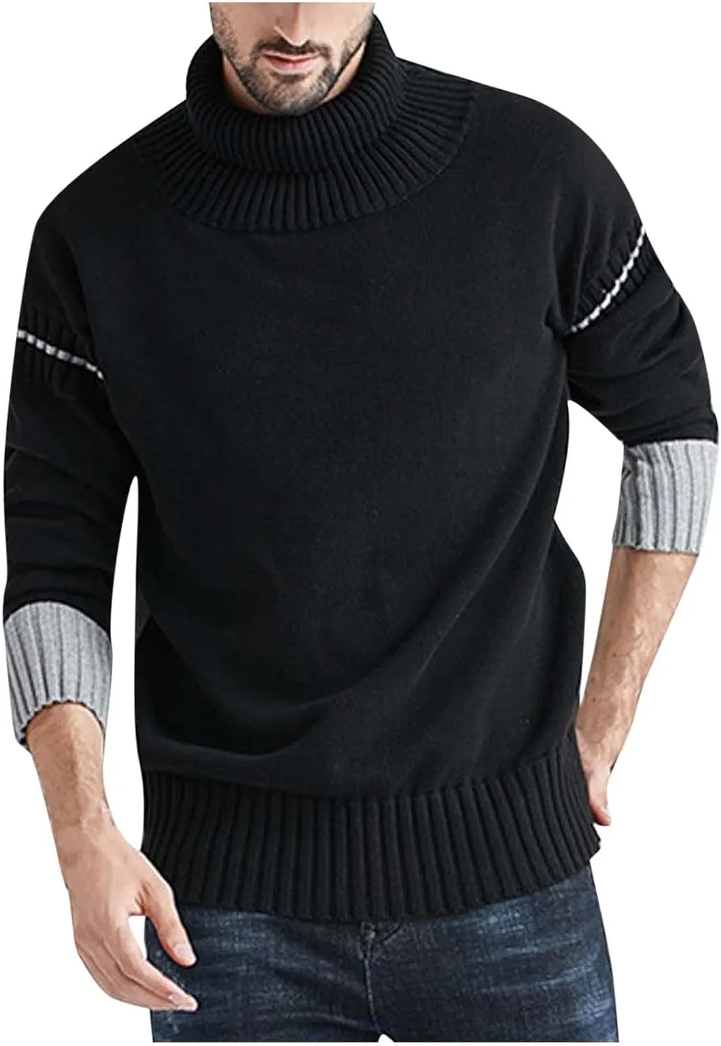 Muscularfit Mens Oversized Turtleneck Sweater Plus Size Long Sleeve Cotton Knitted Sweaters Slim Fit Causal Pullover Shirts