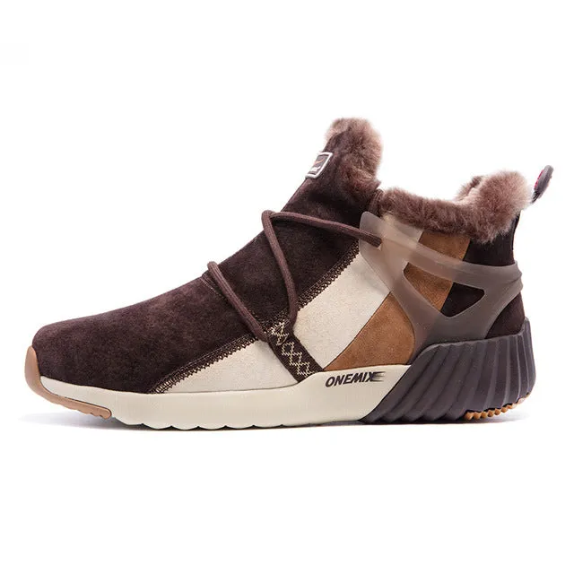 ONEMIX Waterproof Snow Boots Women Sneaker Men Trainers Walking Outdoor Athletic Comfortable Warm Wool Shoes Sports de loisirs