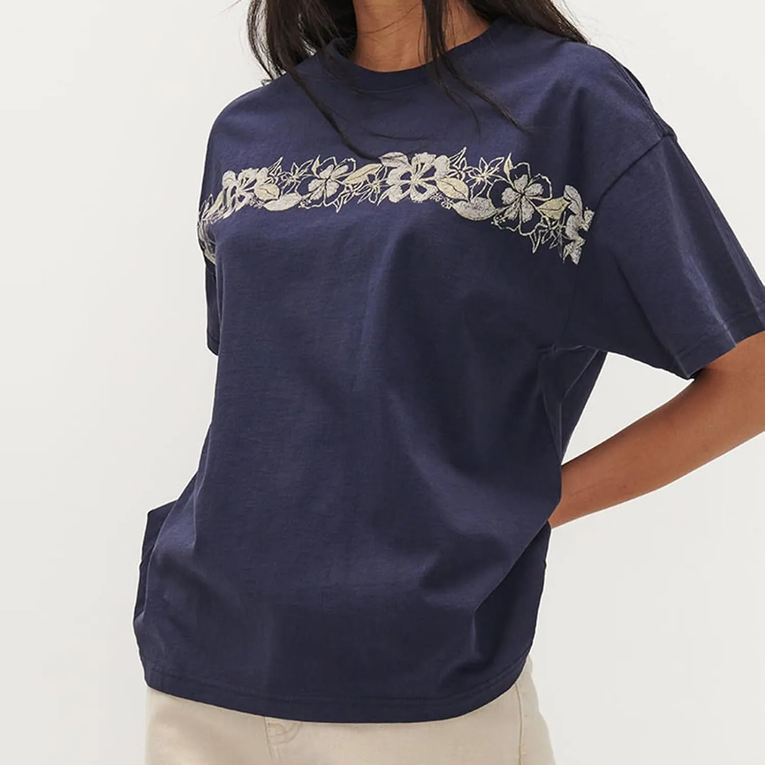 Oversized Graphic Shirts Teen Girls Women Preppy Short Sleeve Crewneck Y2k Floral Tops Aesthetic Summer Baggy Tees
