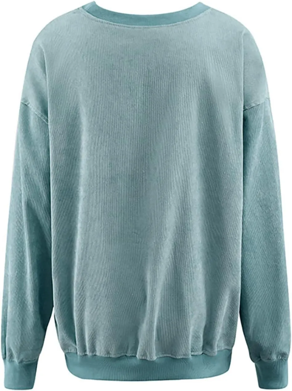PGOJUNI Crewneck Sweatshirts for Teen Girls, Womens Sweatshirt Loose Waffle Daisy Graphic Casual Long Sleeve Basic Blouse