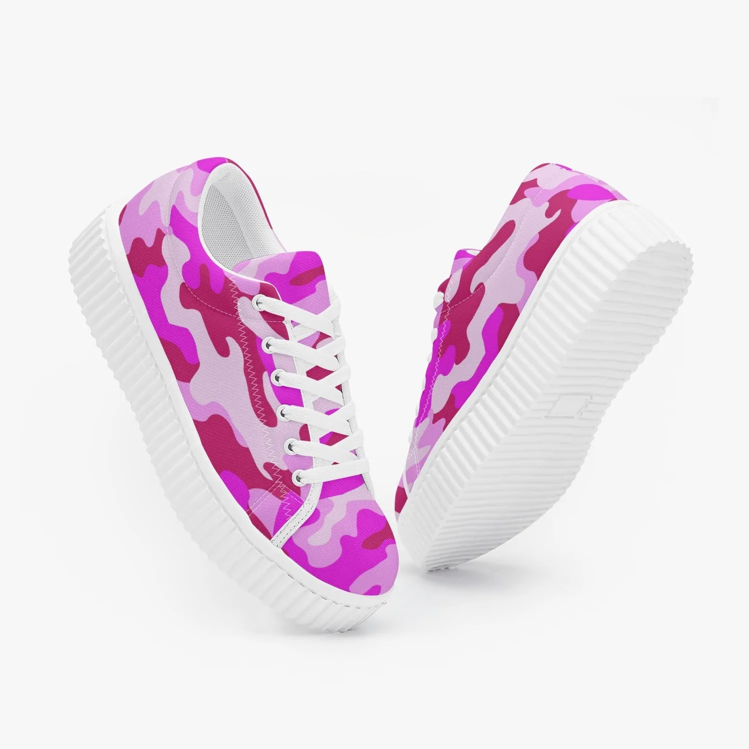 Pink Camo Women’s Low Top Platform Sneakers